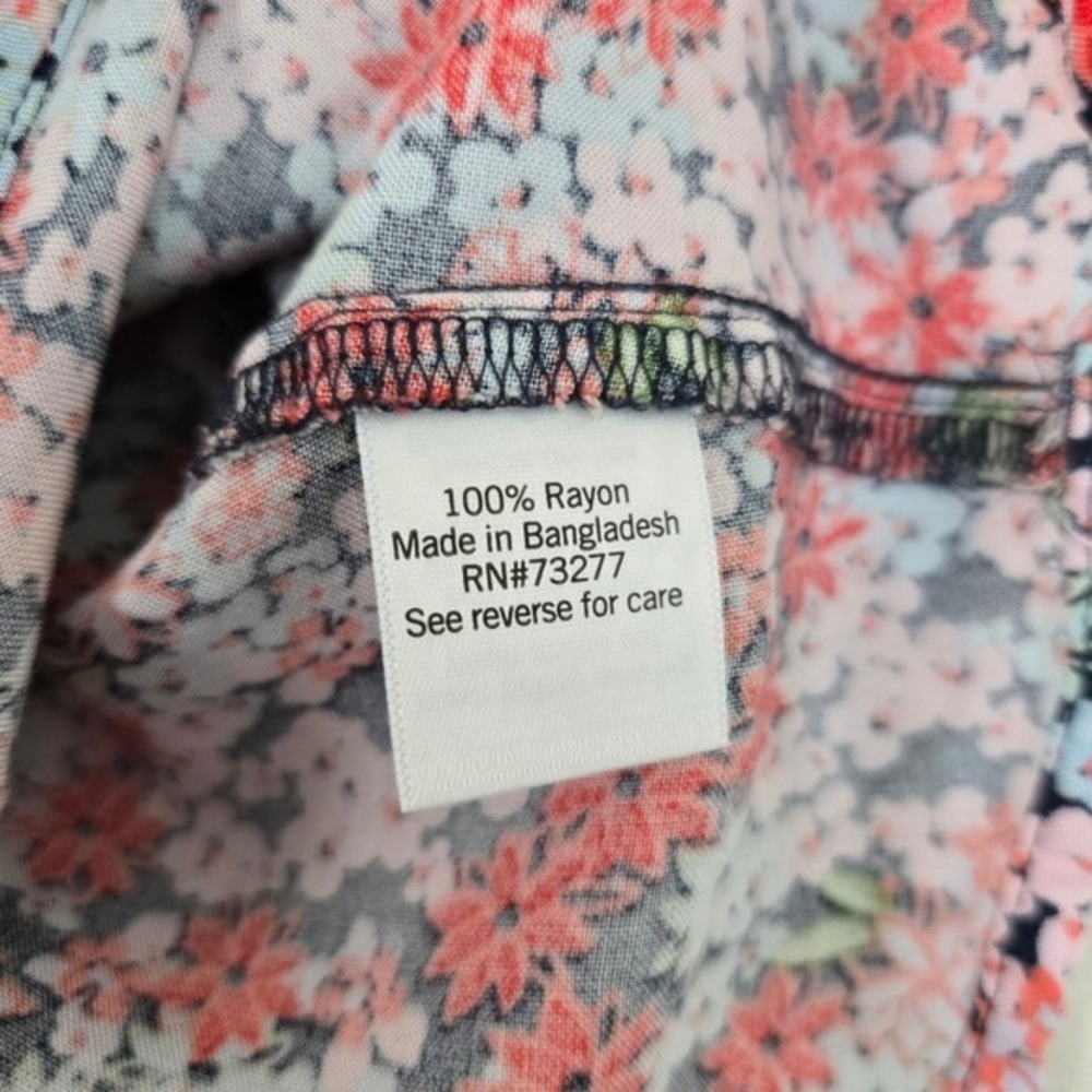 SO Goods For Life Floral Mini Skirt XS Navy Red Pink Ditsy Print Rayon Tie Waist - Picture 9 of 10